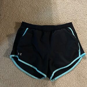 Under Armour Women's Black Shorts with Blue Trim